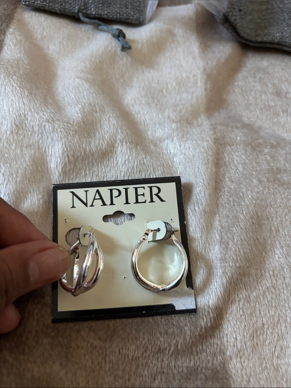 Napier Silver Hoop Earrings - Double Strand Hoop